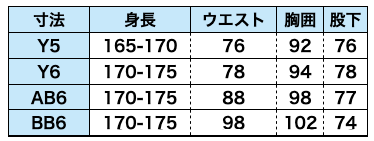 立川ロッカー受取紳士礼服サイズ表