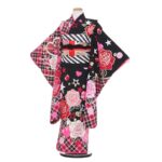 七五三レンタル(7歳女の子結び帯)H728 黒地にﾁｪｯｸ柄 ﾊﾞﾗ | 礼服・喪服